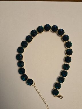 H&M Gold-Tone Necklace with Green Crystal Stations